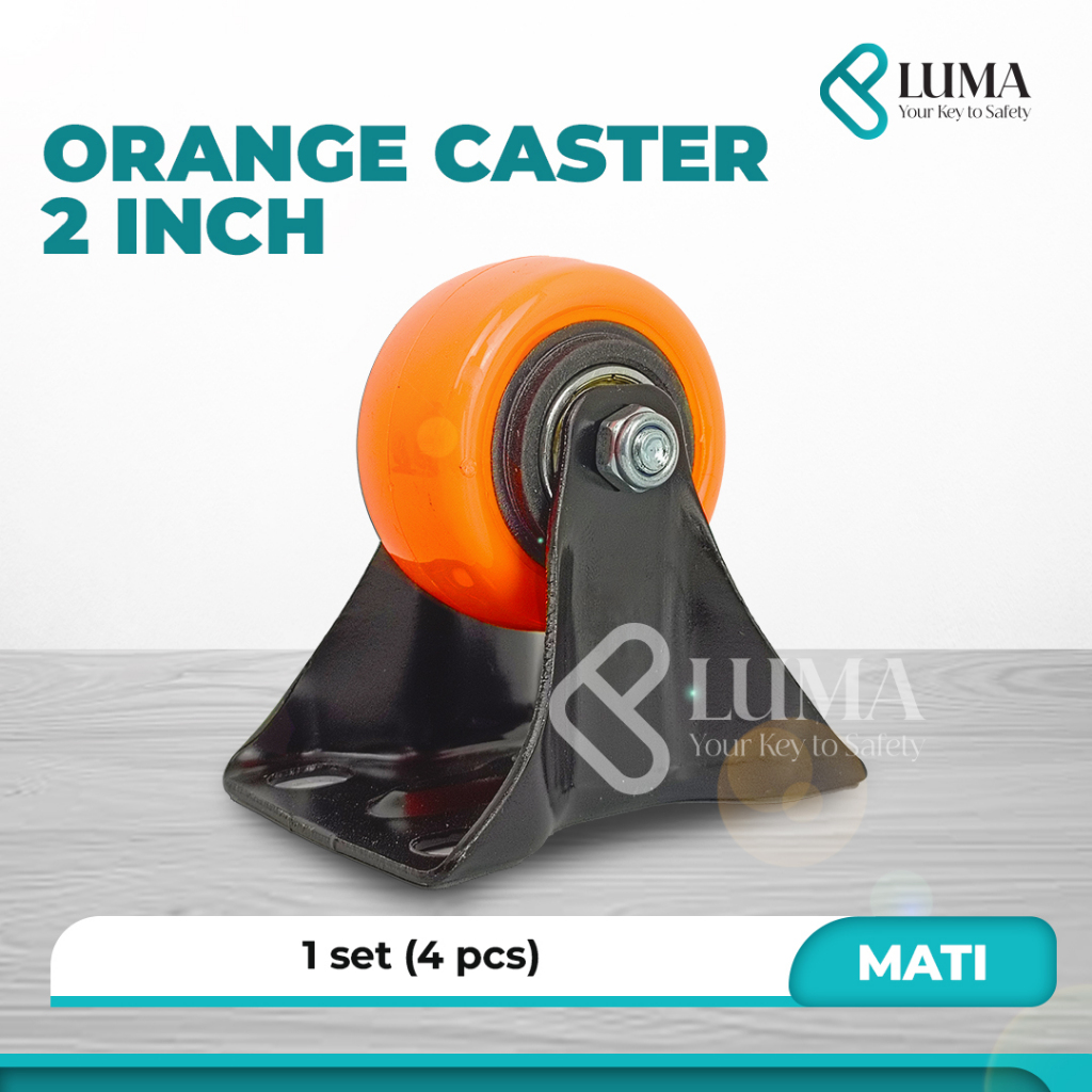 Roda Nylon Orange 2 Inch / Roda Caster / Roda 2 Inch (Mati) 1 set (4 pcs)