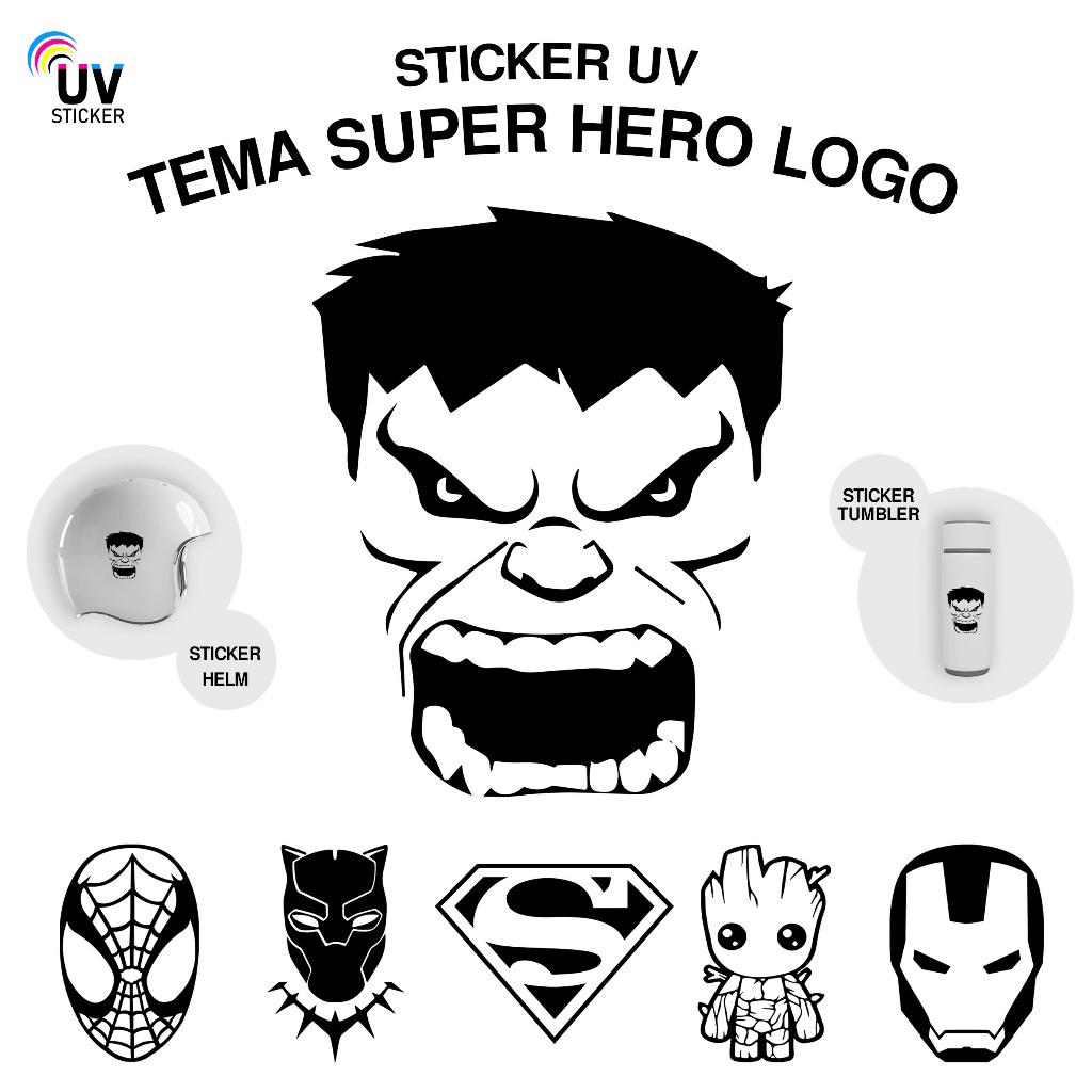 

STIKER UV - TEMA SUPER HERO LOGO | STICKER UV, STICKER MOTOR, STICKER MOBIL, STICKER HELM, STICKER TUMBLER, STICKER 3D, STICKER UV DTF BY UVSticker