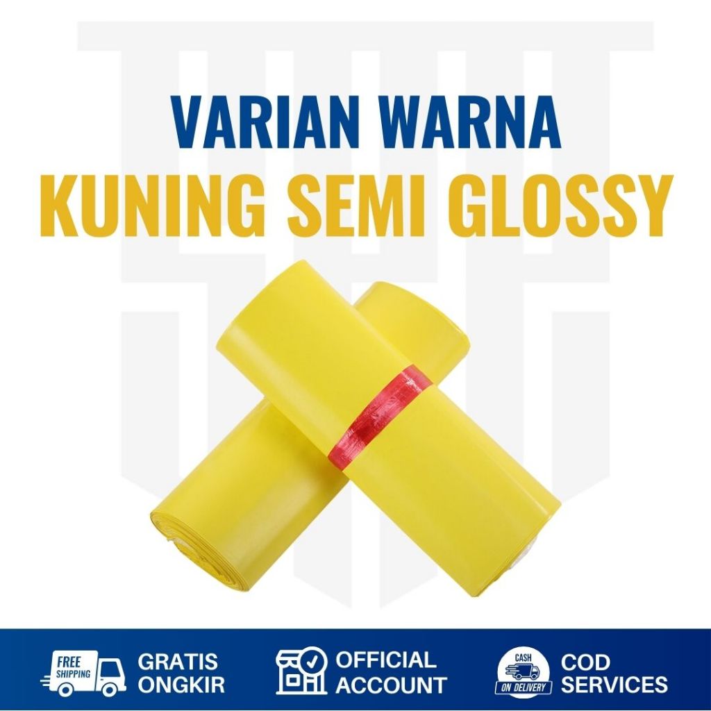 

Plastik Packing Polymailer 17x30 Warna Kuning Semi isi 100 Pcs Murah