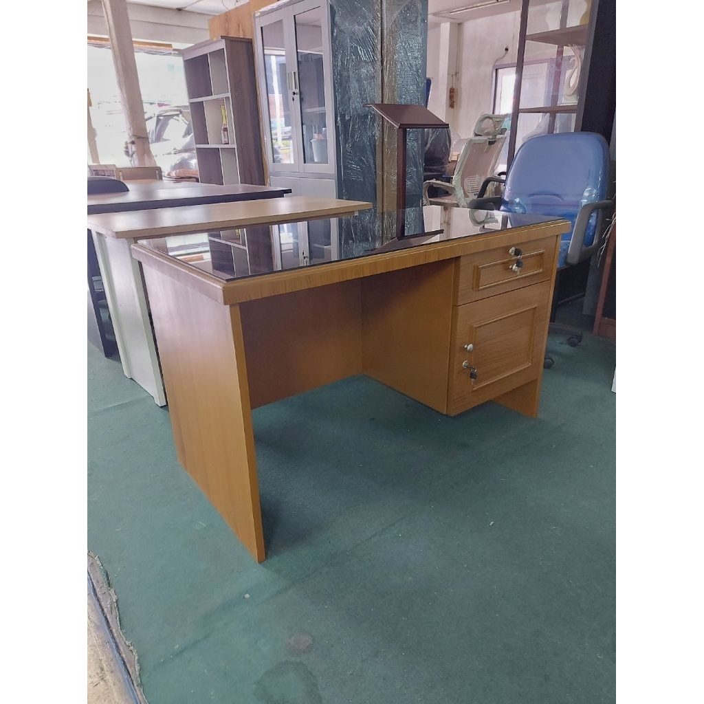 Meja Tulis ½ Biro + Kaca 125 - Meja Kerja - Meja Kantor - Meja Belajar Anak dan Dewasa - Meja Les - 