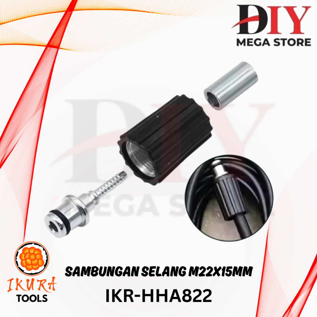 IKURA TOOLS Adaptor Sambungan Selang Air Menjadi Selang Mesin Jet Cleaner M22 - Penyambung Selang Kr