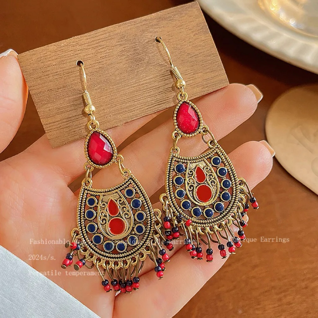 Anting Rumbai Etnik Vintage Bali Panjang Hijab Pesta Bohemian Bohemia India