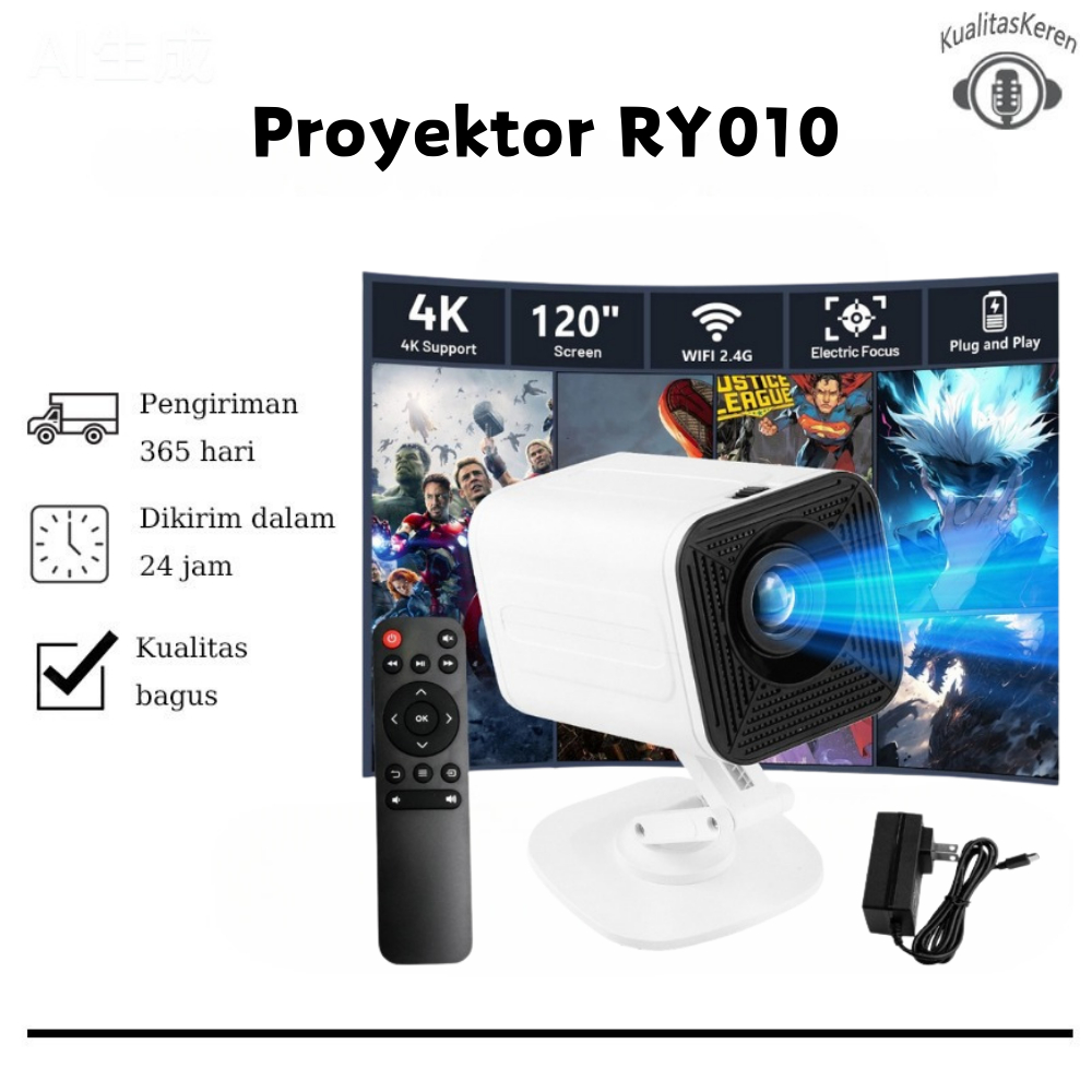 b_RY010 Portable Lift Projector Mini Smart HD1080P 1280x1080P 40 120 inch WiFi Bluetooth Google Assi