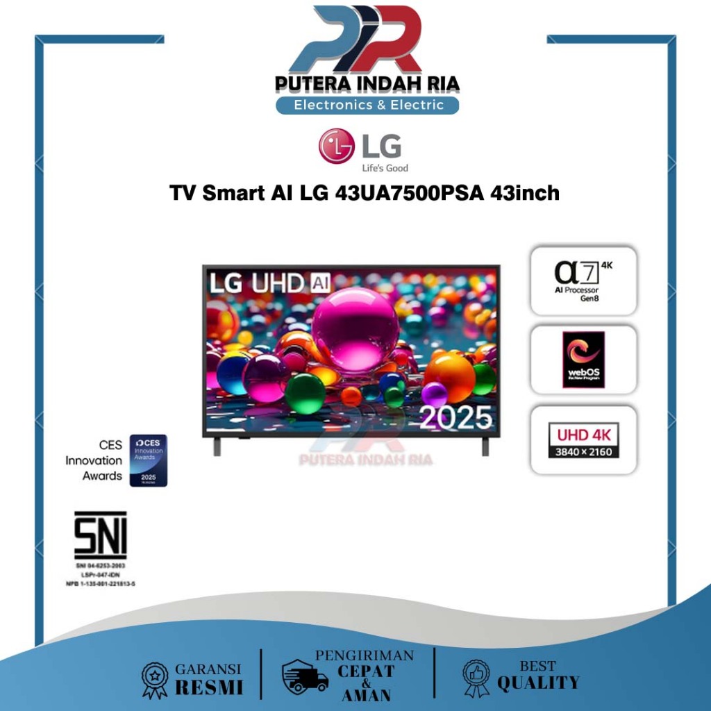 LG LED 43inch 43UA7500PSA Smart TV UHD AI UA75 4K 2025 / TV LED Smart 43inch