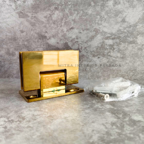 ENGSEL PINTU KACA SHOWER GOLD / PINTU KACA KAMAR MANDI (ENGSEL SHOWER GLASS TO WALL ) 90 derajat