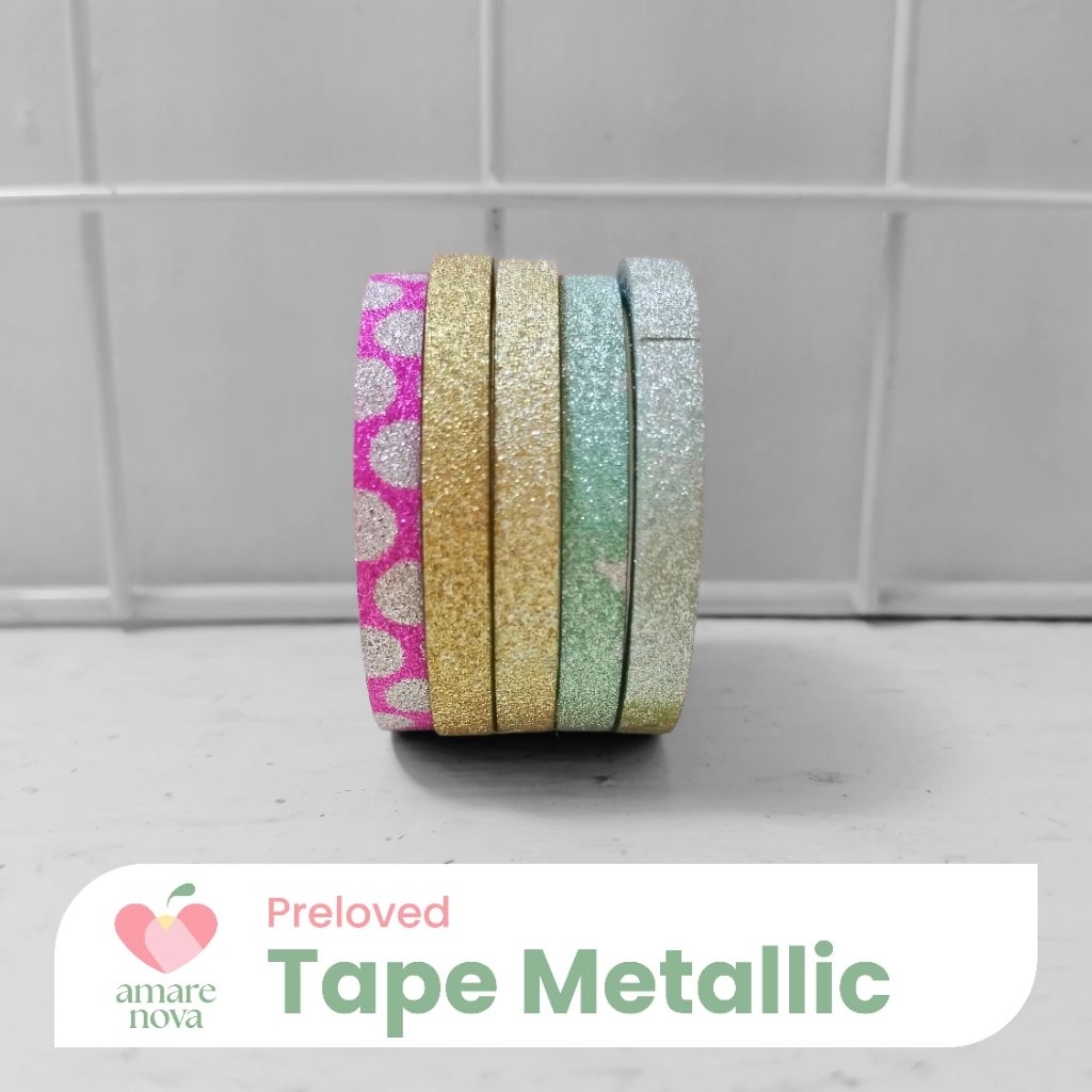 

[PRELOVED] Metallic Glitter Washi Tape Set Isolasi
