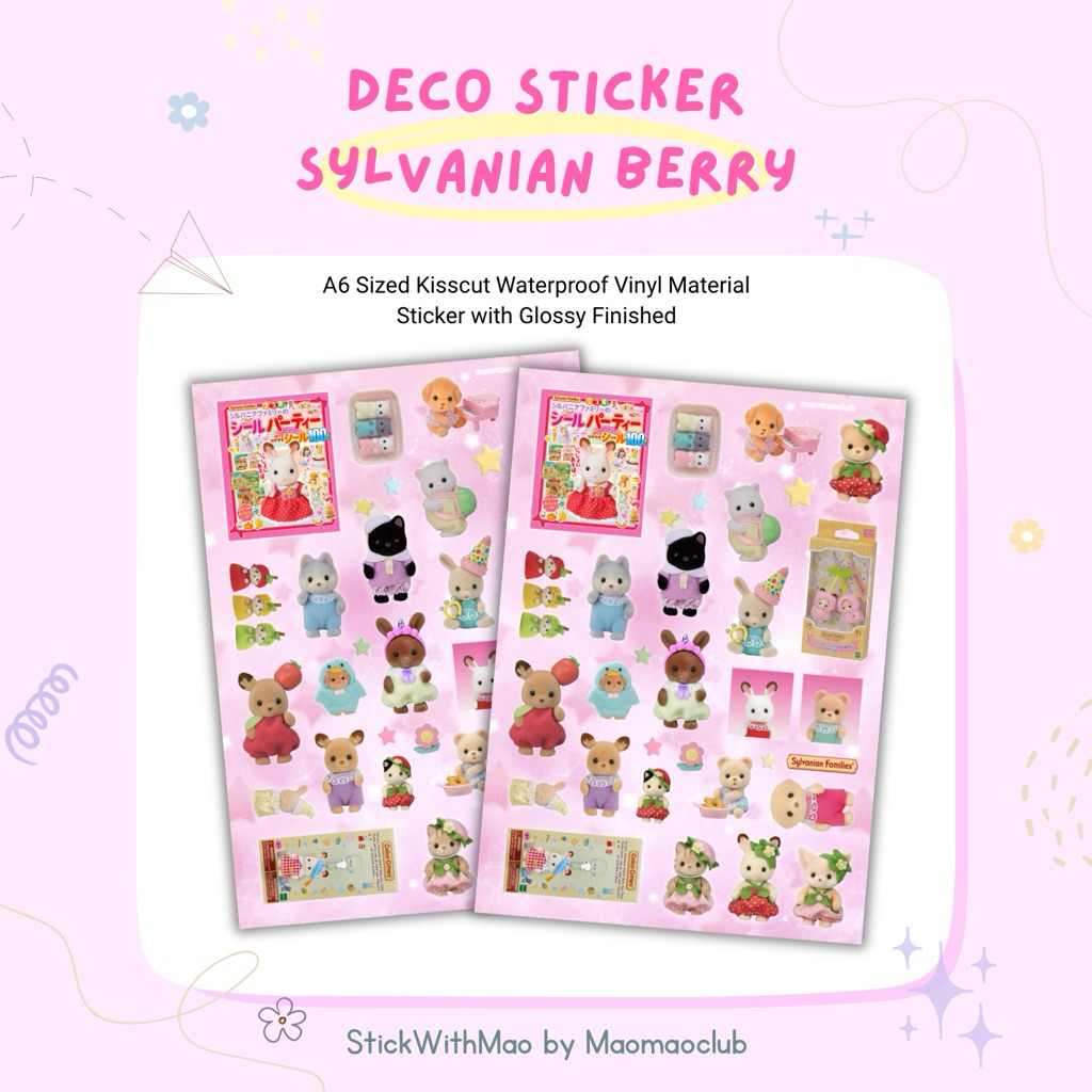 

Berry Pink Sylvanian Families Calico Critters Deco Sticker Sheet Aesthetic for Journal Journaling by StickWithMao