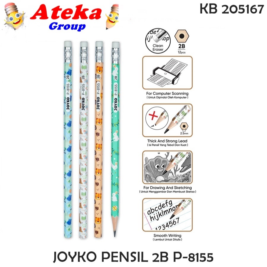 

[1 PCS] Pencil Pensil Joyko P-8155 2B Animal Lovers
