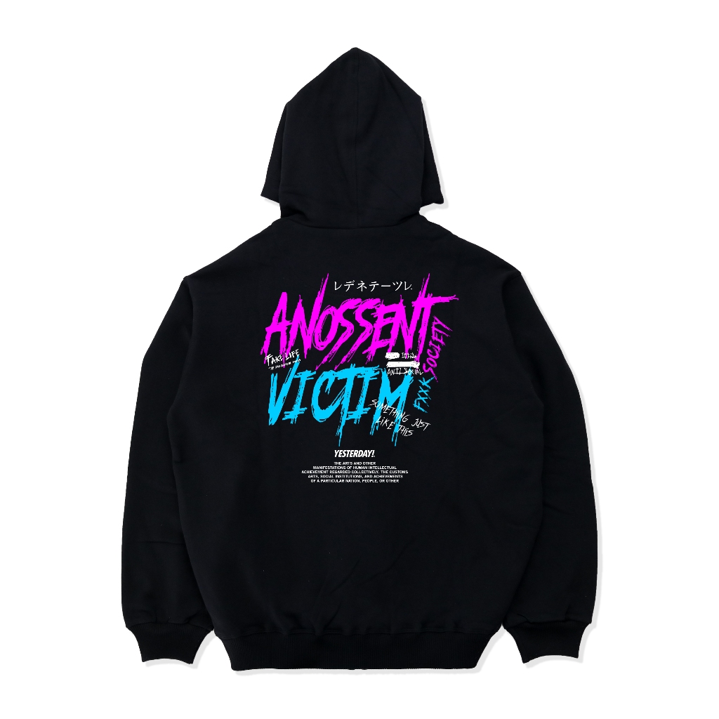 Yesterday – Jaket Hoodie Zipper Distro Pria Wanita Kece Tebal Sweater Premium Original Hitam Anossen