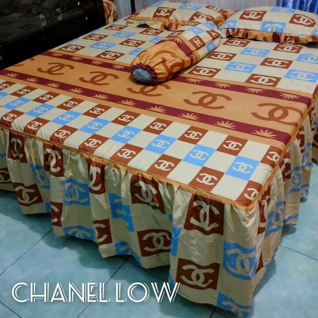 Sprei Rumbai Premium Set 160/180/200 Queen King Motif Brand channel Chanel cenel CH