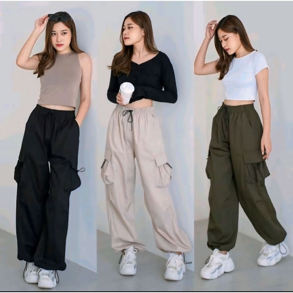 Celana Cargo Serut Wanita/Celana Cargo Korean style