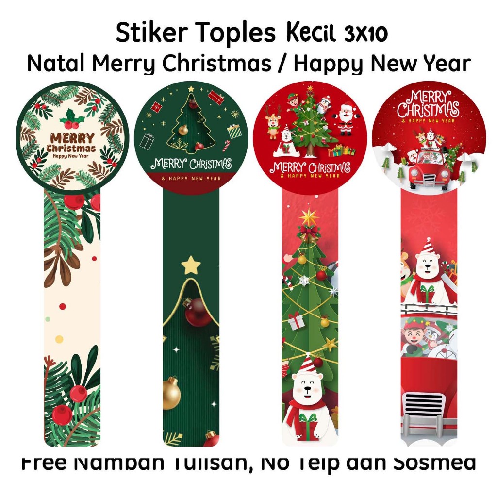 

50 Pcs Stiker toples Natal Merry Christmas Ukuran Kecil 3x10