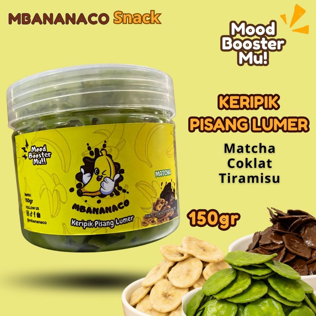 

MBANANACO - Keripik pisang lumer Matcha Tiramisu Coklat 150gr Banana Chips Cemilan Snack enak
