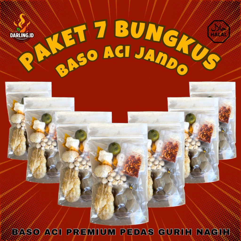 

BASO ACI JANDO 7 BUNGKUS CHILI OIL KUAH KALDU-BASO ACI JANDO PREMIUM FOOD INSTAN HOTPOT TERMURAH