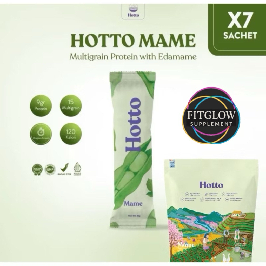 

(Bisa Gosend) 7 SACHET HOTTO MAME Hotto Purto Superfood Oat Whey Protein Multigrain Hotto Edamame Meal Replacement Pengganti Sarapan GERD HALAL BPOM