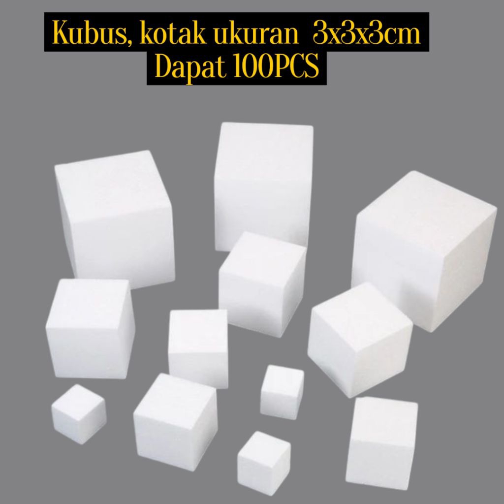 

Styrofoam kotak kubus ukuran 3x3x3cm dapat 100 Pcs