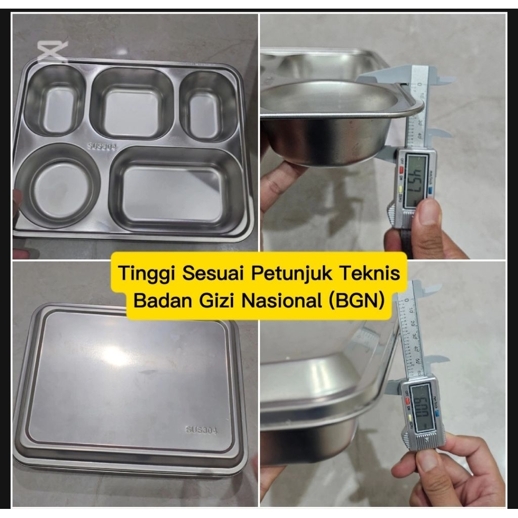 Ompreng MBG Stainless SUS 304 Food Tray Standard BGN