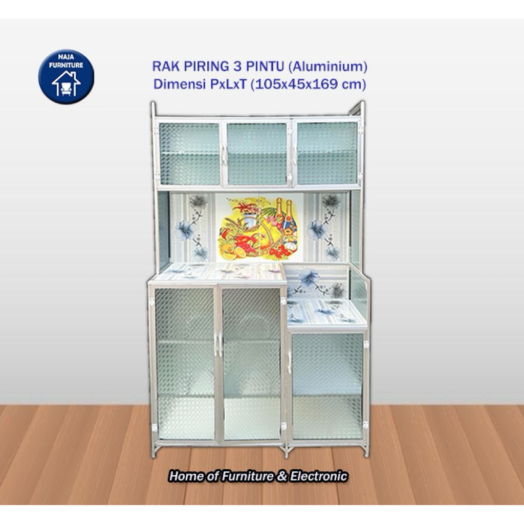 Rak Piring 3 Pintu Aluminium | Lemari Piring 3 Pintu | Rak Piring 3 Pintu Keramik | Rak Sayur | Lema