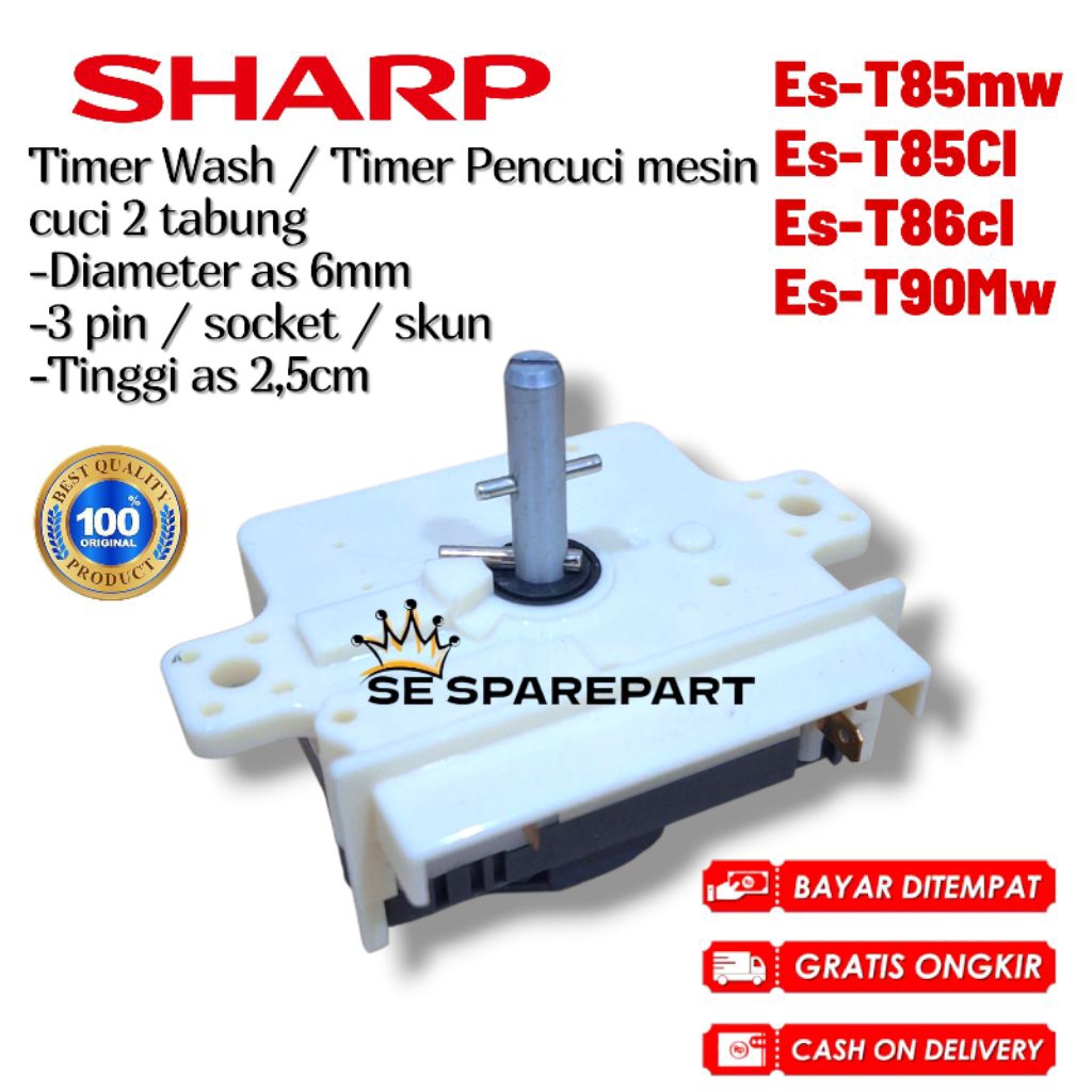TIMER SKUN 3 PIN MESIN CUCI SHARP 2 TABUNG ES-T85MW ES-T85CL ES-T86CL ES-T90MW  TIMER PENCUCI TIMER 