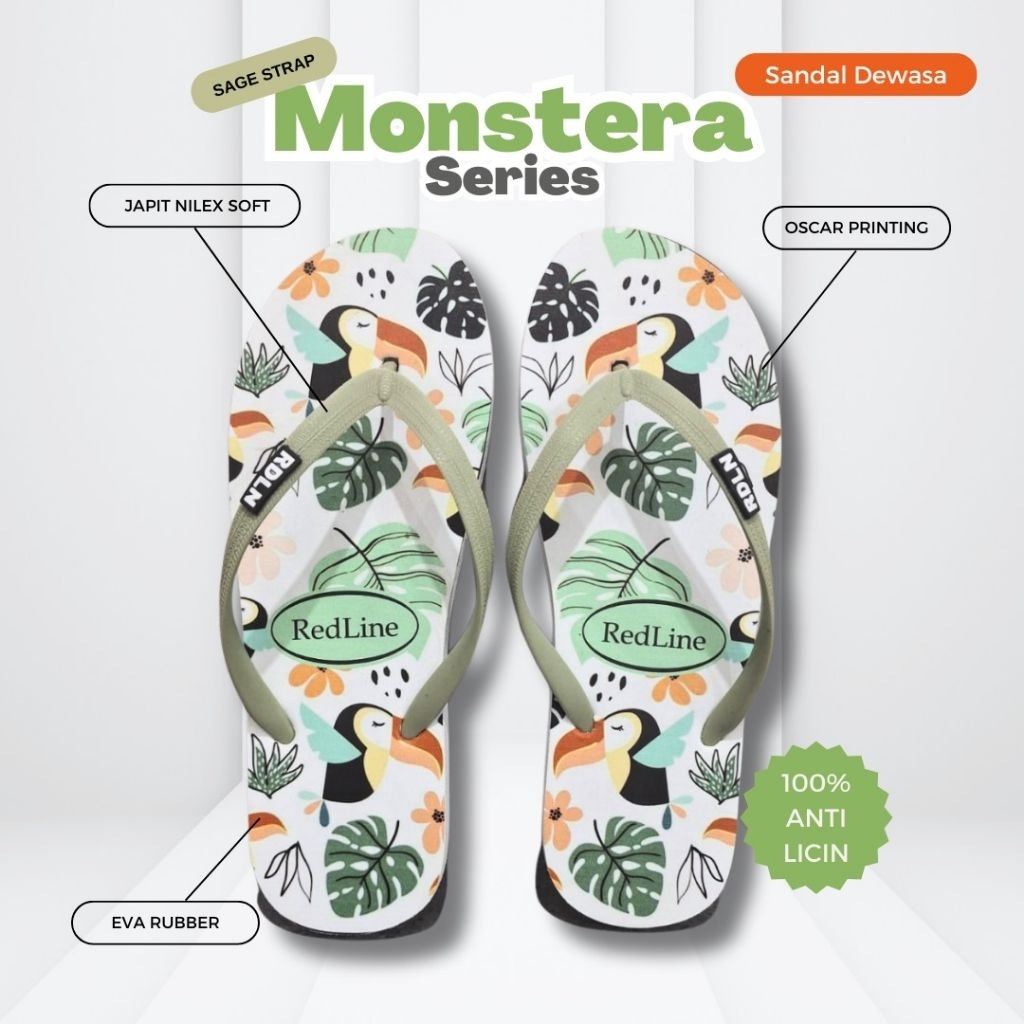 sandal japit wanita dewasa MONSTERA 36/40 redline