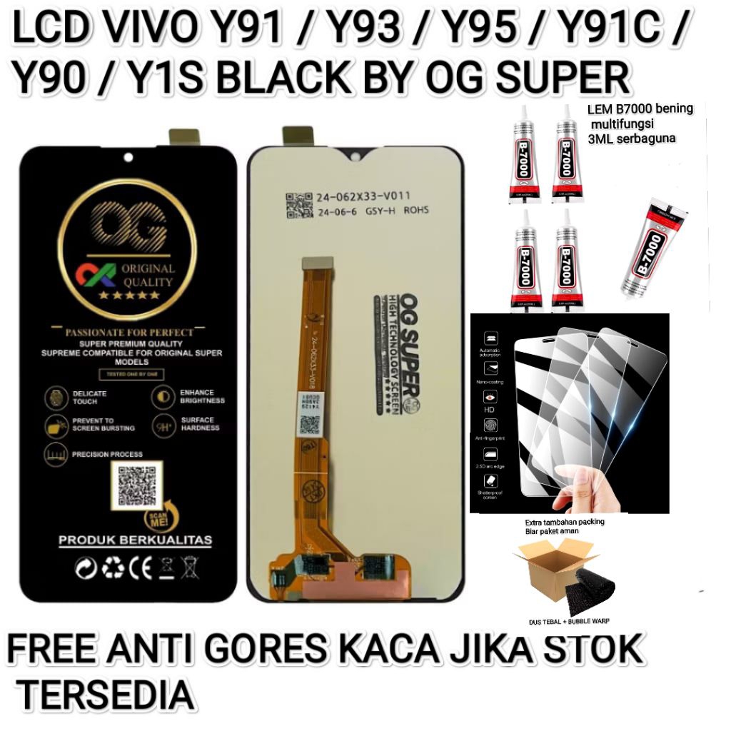 LCD VIVO Y91/Y93/Y95/Y91C/Y90/Y1S BLACK BY OG SUPER/ ORI S8+ PRIMEUM / ORI MEETTOO Multitouch 10 jar