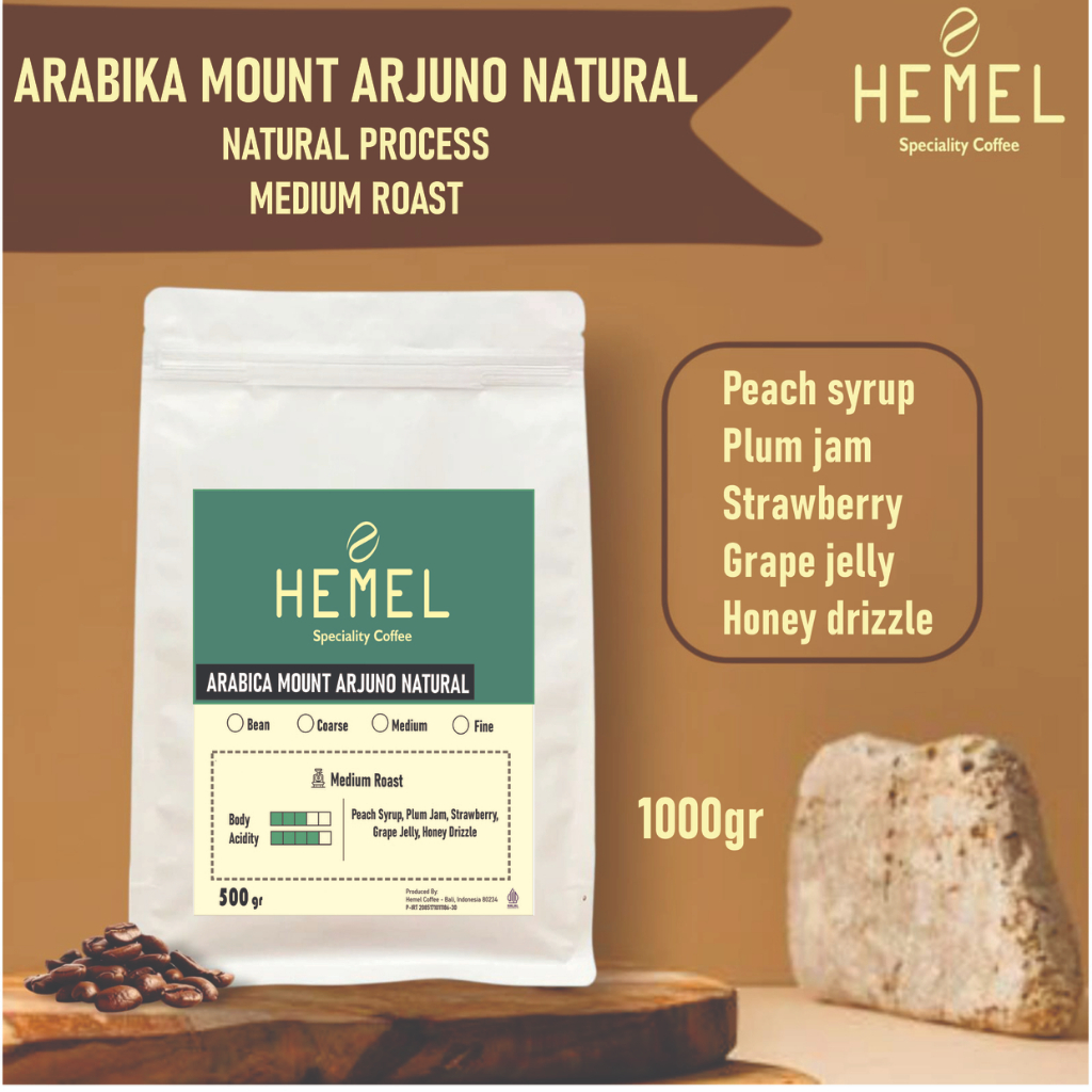 Kopi Arabika Mount Arjuno Natural – Hemel Coffee -  Biji Kopi & Bubuk  1000gr LEBIH HEMAT