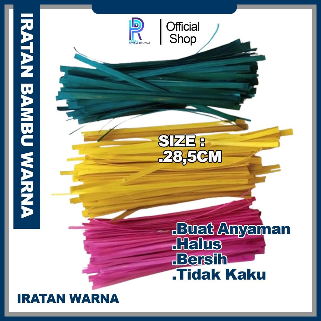 IRATAN BAMBU WARNA / UNTUK ANYAMAN KERAJINAN / ISI 100PCS / UKURAN 28,5CM