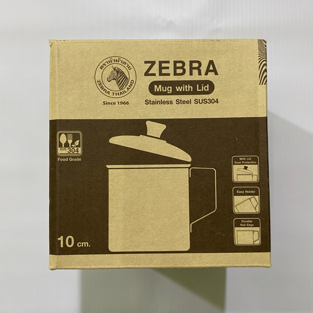 zebra mug with lid stainless steel sus 304