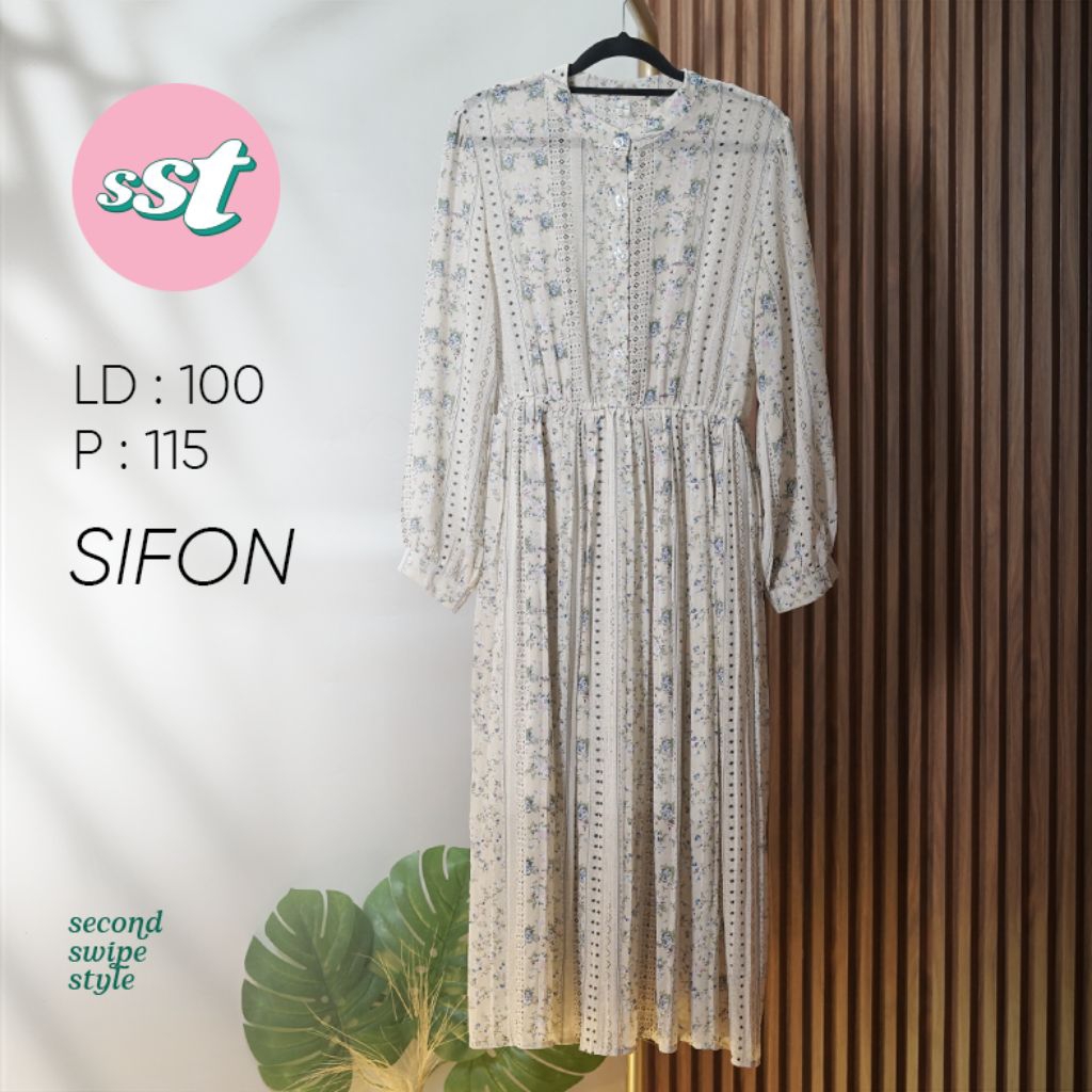 Preloved dress Chiffon Lengan Panjang Korea Style