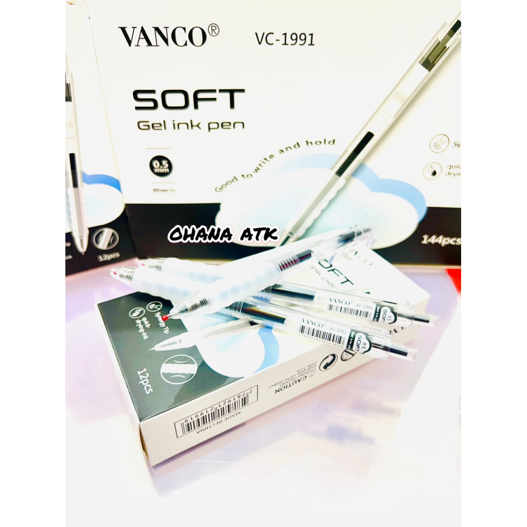 

[1 PACK] PROMO PULPEN GEL VANCO VC-1991 GEL PEN CLICK SOFT GRIP SANTRI 0,5 mm ISI 12pcs-PULPEN GEL