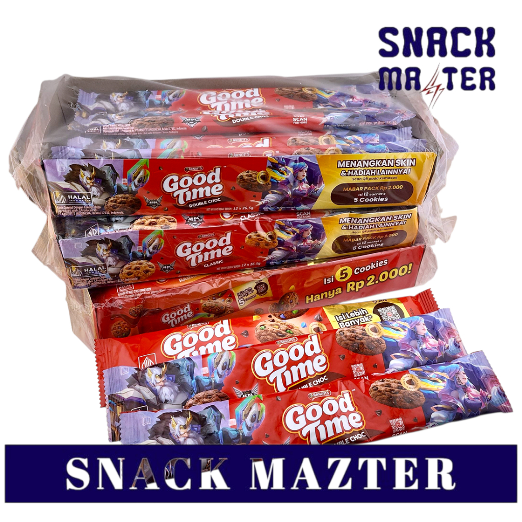 

Good Time Cookies (Kemasan 4+1) BOX - Netto 12bks x 26gr