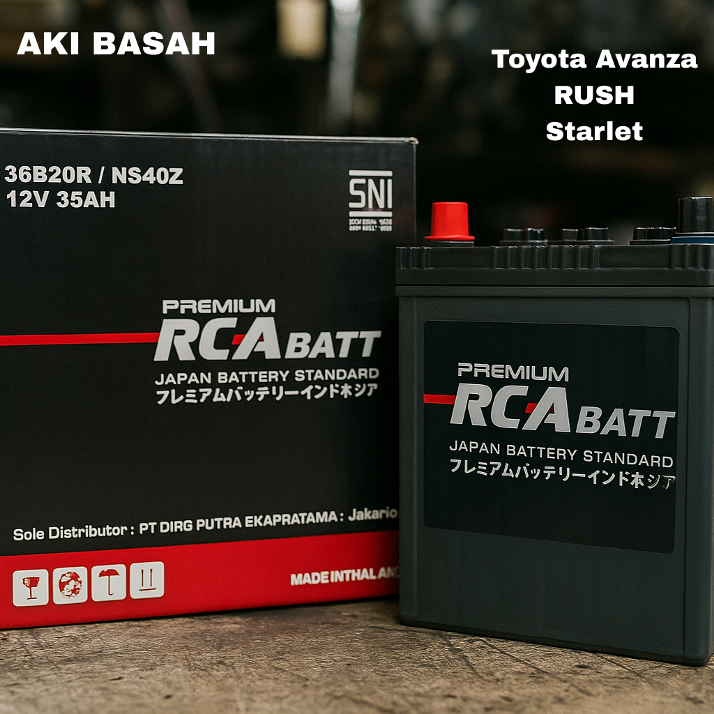 Aki Basah Untuk avanza Premium RCA BATT 36B20R / NS40Z - Bisa juga Rush -  Starlet