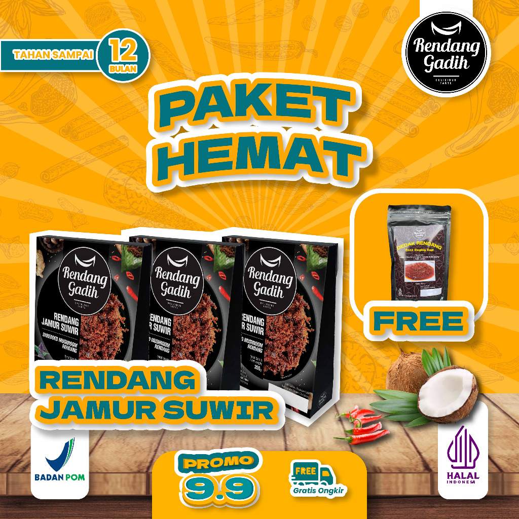 

Rendang Gadih - Paket 3 pcs Rendang Jamur Suwir @ 200 g