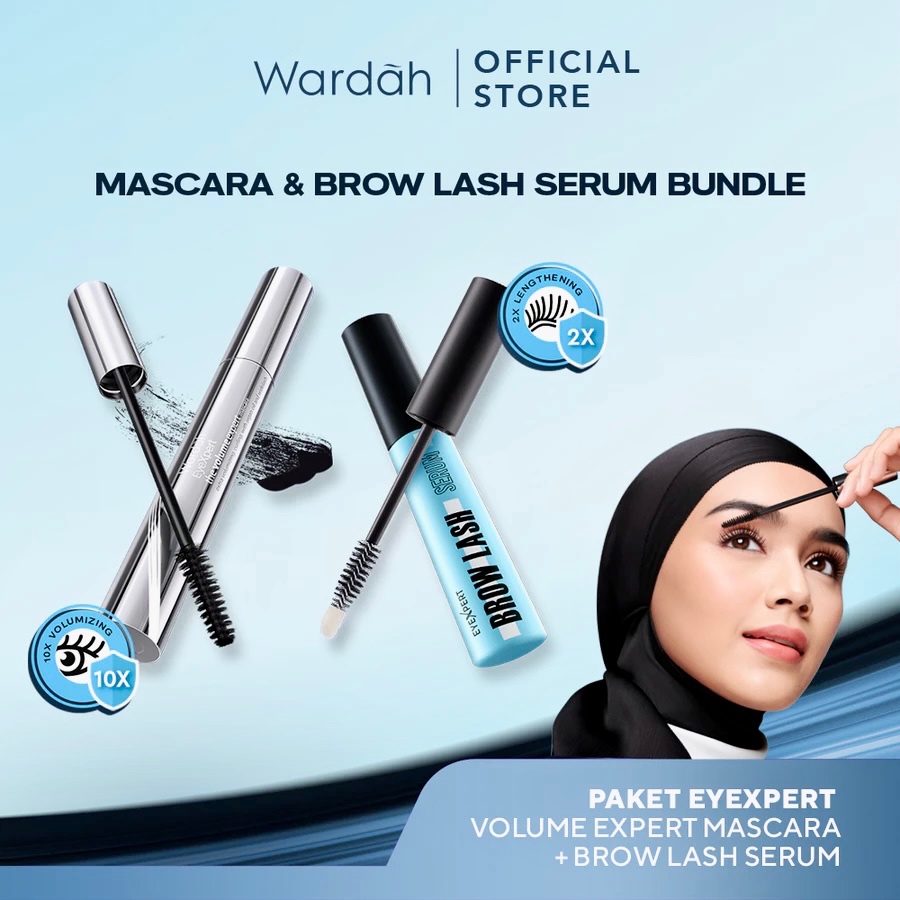 Wardah Paket Volume Expert Mascara + Wardah Brow Lash Serum (Serum Bulu Mata dan Alis)