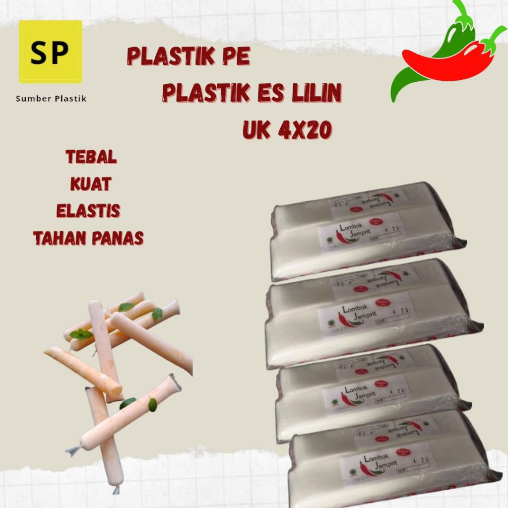 Plastik PE Es Lilin Ukuran 4x20