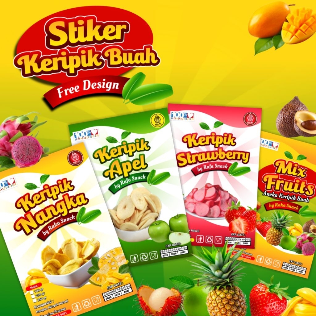 

( minimal order 100 pcs ) Stiker Keripik Buah Label Kemasan Keripik Buah Stiker Buah Label Buah Stiker Keripik Stiker Keripik Pisang