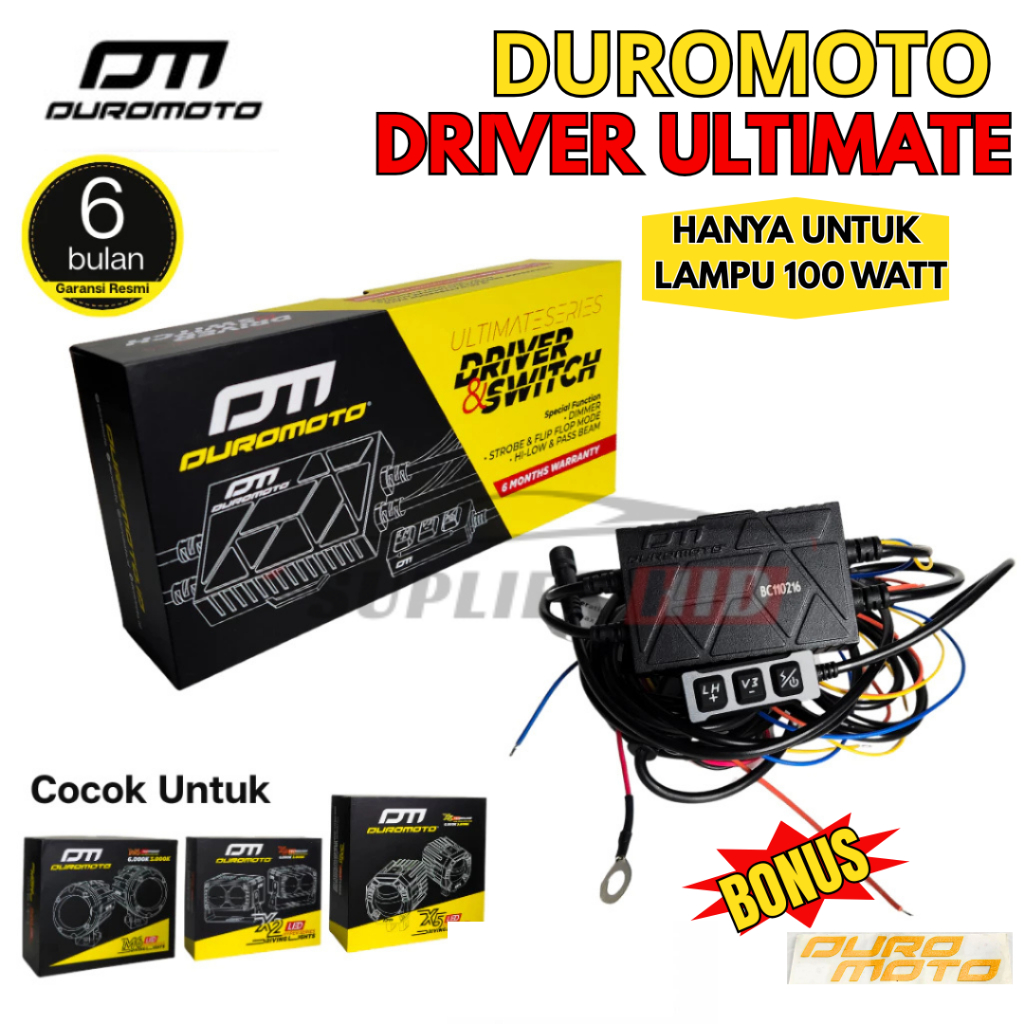 Duromoto Driver Ultimate Plus Saklar Dimmer Strobe Lampu Foglamp LED DRIVIER DURO MOTO
