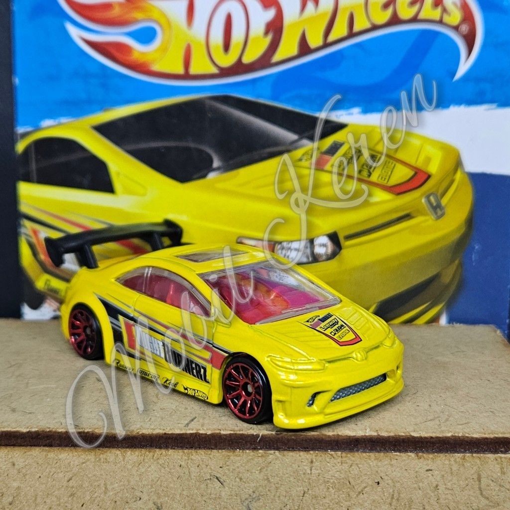 Diecast Hot Wheels Loose Mulus 2010 Nightburnerz 11 Honda Civic Si yellow