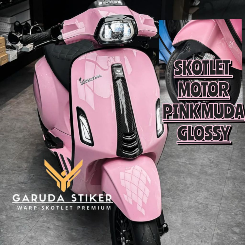 Skotlet Motor Pink Muda Glossy Stiker Skotlet Motor Soft Pink