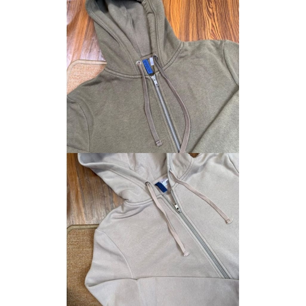 (2 pcs) HM Olive dan Cream Zip hoodie