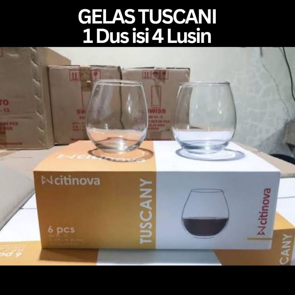 GELAS TUSCANI KACA ISI ½ LUSIN-GELAS ESTETIK