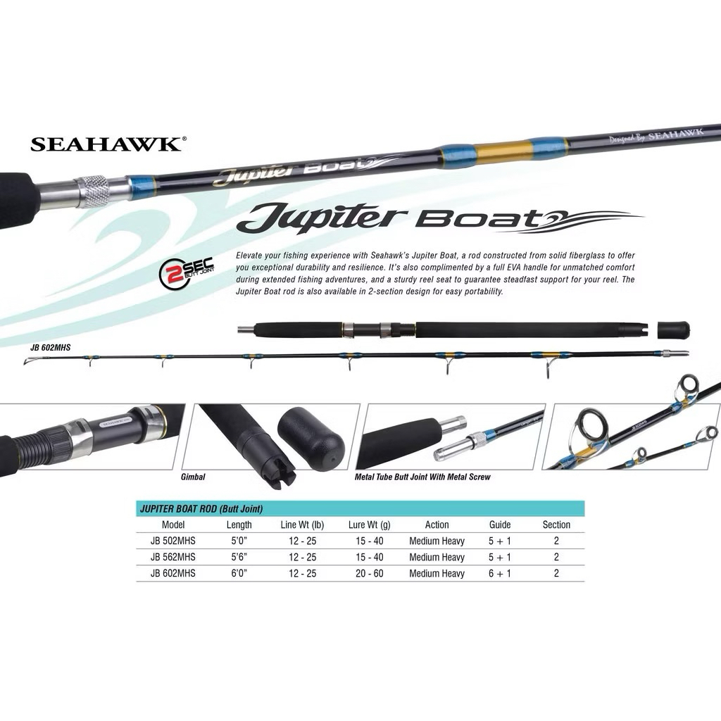 Joran Pancing Seahawk Jupiter Boat 562 602 Sambungan Metal