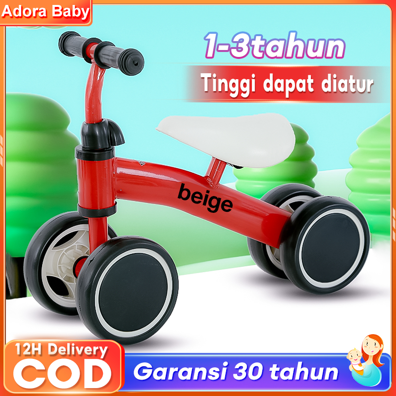 Sepeda dorong anak balance bike bahan ramah kulit bercahaya musik bayi berusia 1-6 tahun