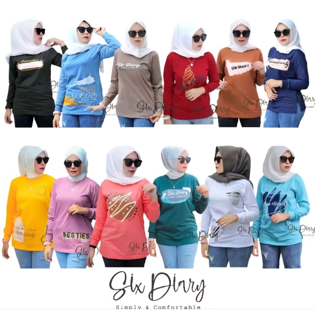 SixDiary--TERLARIS//Baju Wanita // Atasan Wanita Terbaru  Tangan Panjang Six Diary Original /kaos