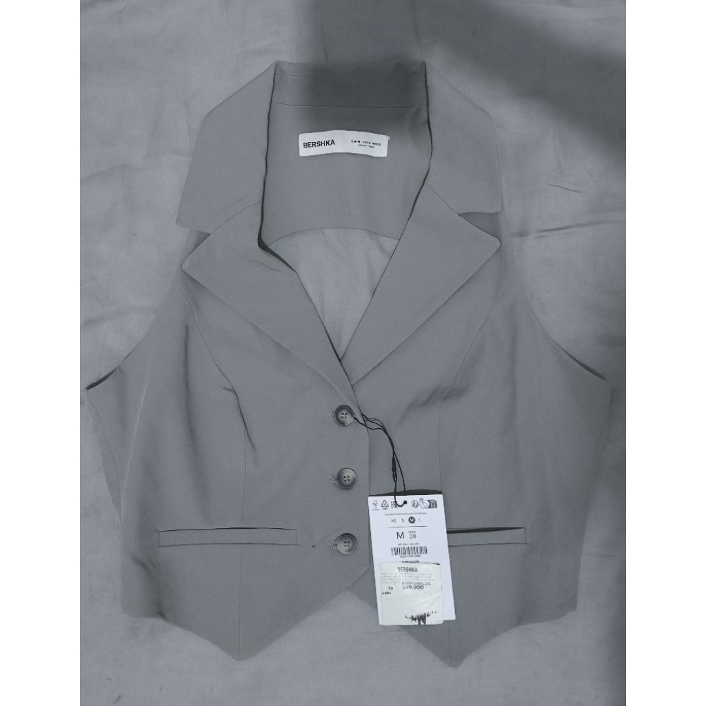 BERSHKA Vest Blazer Abu Wanita sz M [read desc]
