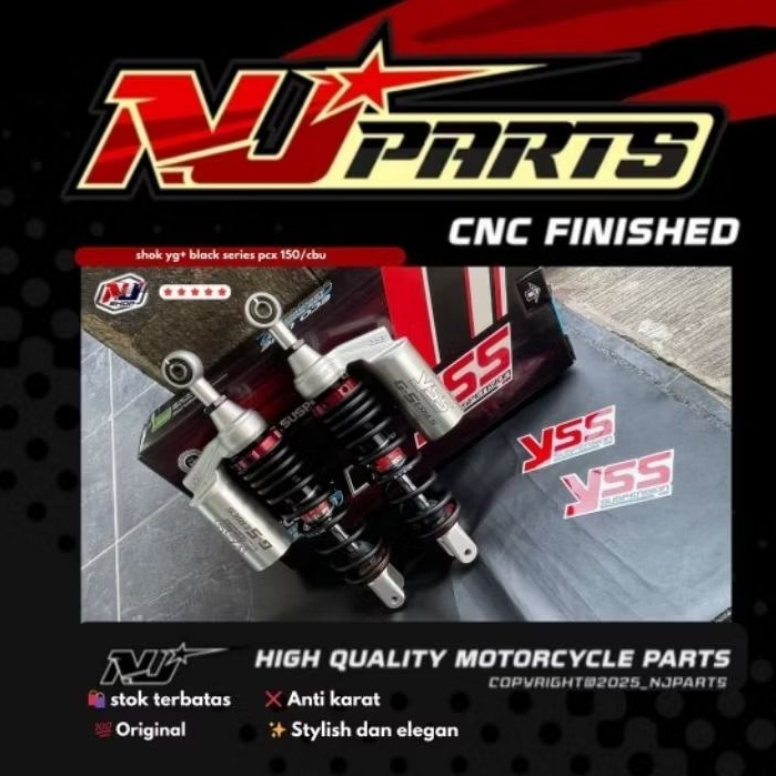 Shok yss g+ black series untuk motor pcx 150 / cbu panjang 310 mm harga sepasang kanan kiri ( 2 shok