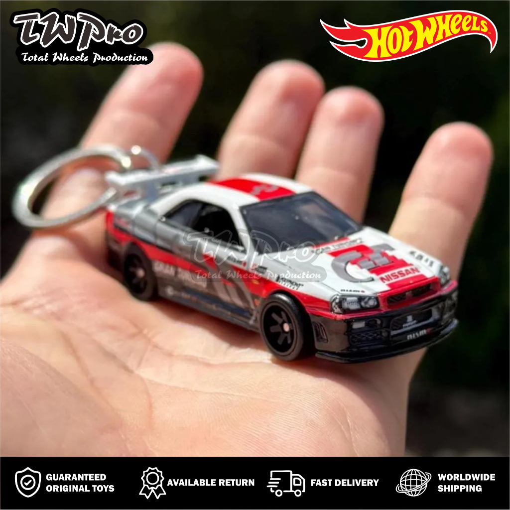 GANTUNGAN KUNCI HOT WHEELS PREMIUM Gran Turismo Nissan GTR R34 - KEYRING - KEYCHAIN - CUSTOM - TOTAL