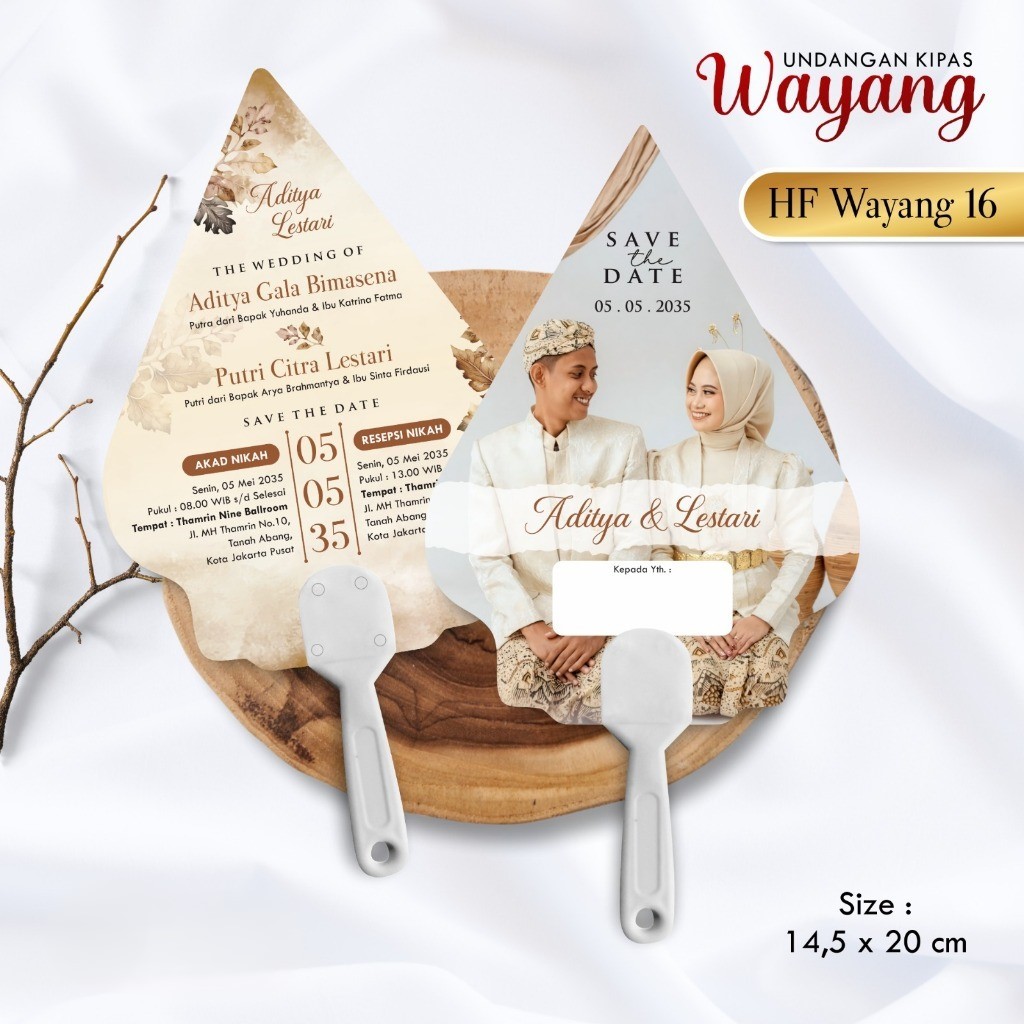 Undangan / Souvenir Kipas Model Gunungan Jawa Pernikahan Unik & Aesthetic | Undangan HF Nikah Murah