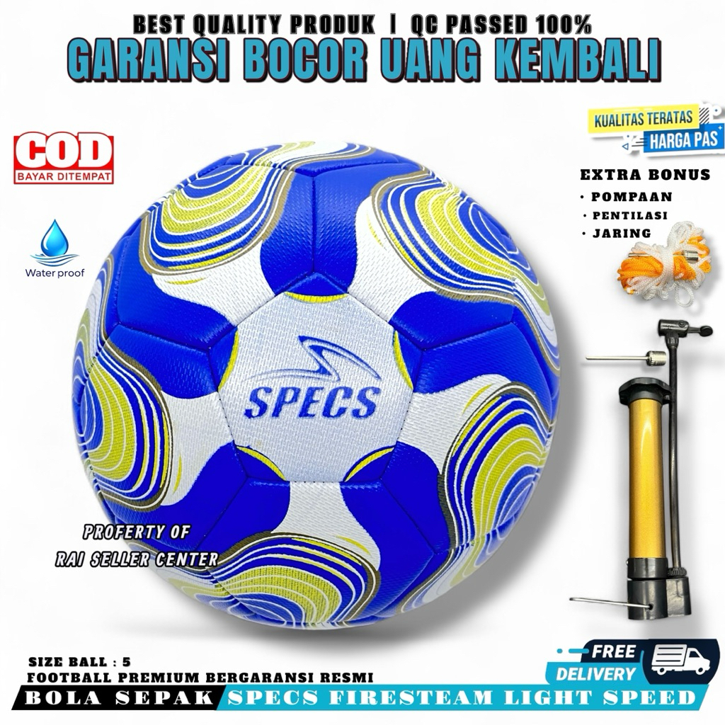 Bola Sepak Specs Light Speed Premium Training Turnamen Size 5 Football Bola Kaki Gratis Pompaan Jari