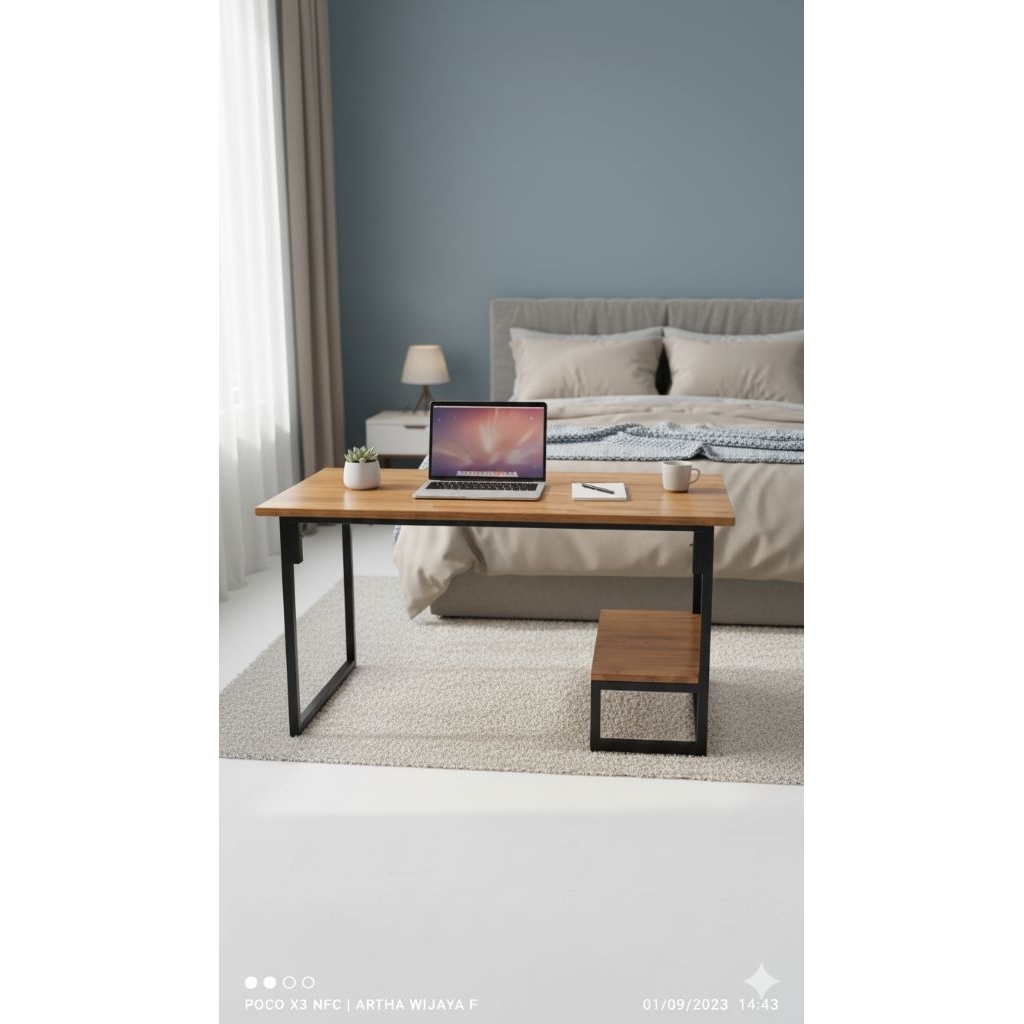 PROMO TERMURAH MEJA KOMPUTER/MEJA KERJA/MEJA BELAJAR/MEJA KAYU JATI FJL 140CM
